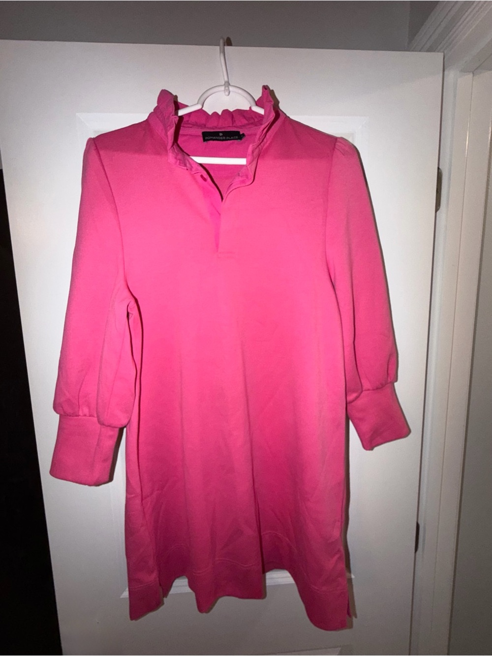 Hot pink Pomander Place by Tuckernuck Charlotte Terry mini dress size S. EUC